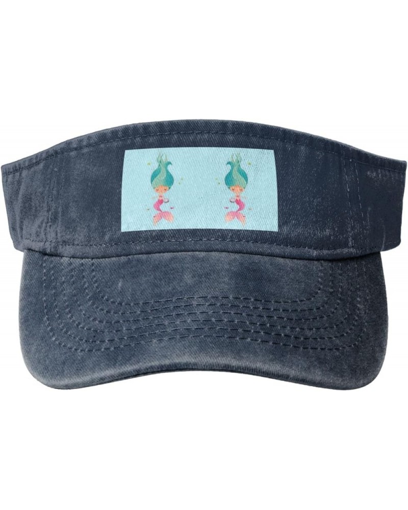 Mermaid Women's Visor,Stylish Sun Hat for Golf, Running, and Outdoor Activities Sun Protection Beach Cap Navy Blue $10.79 Visors