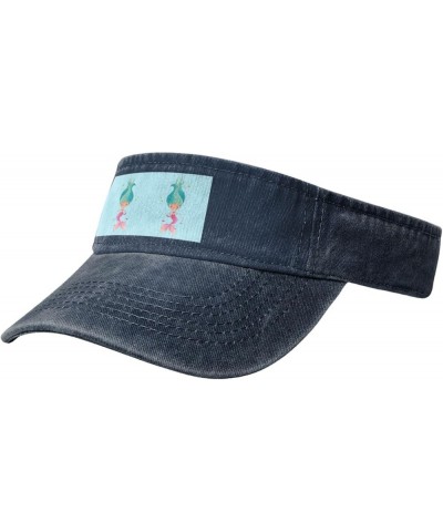 Mermaid Women's Visor,Stylish Sun Hat for Golf, Running, and Outdoor Activities Sun Protection Beach Cap Navy Blue $10.79 Visors