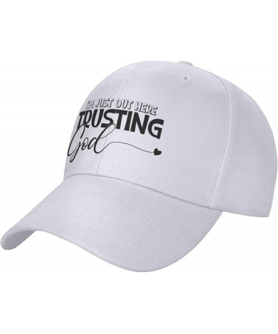 Men Women Baseball Cap I'm just Out Here Trusting God Low Profile Dad Hat Adjustable Casquette Cap White $10.46 Baseball Caps