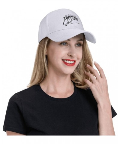 Men Women Baseball Cap I'm just Out Here Trusting God Low Profile Dad Hat Adjustable Casquette Cap White $10.46 Baseball Caps