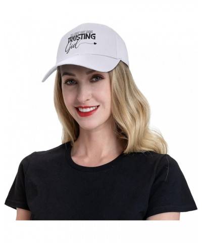 Men Women Baseball Cap I'm just Out Here Trusting God Low Profile Dad Hat Adjustable Casquette Cap White $10.46 Baseball Caps