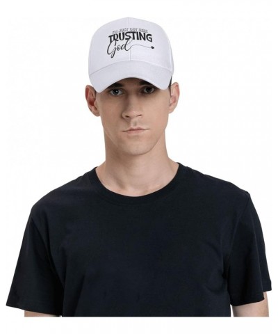 Men Women Baseball Cap I'm just Out Here Trusting God Low Profile Dad Hat Adjustable Casquette Cap White $10.46 Baseball Caps