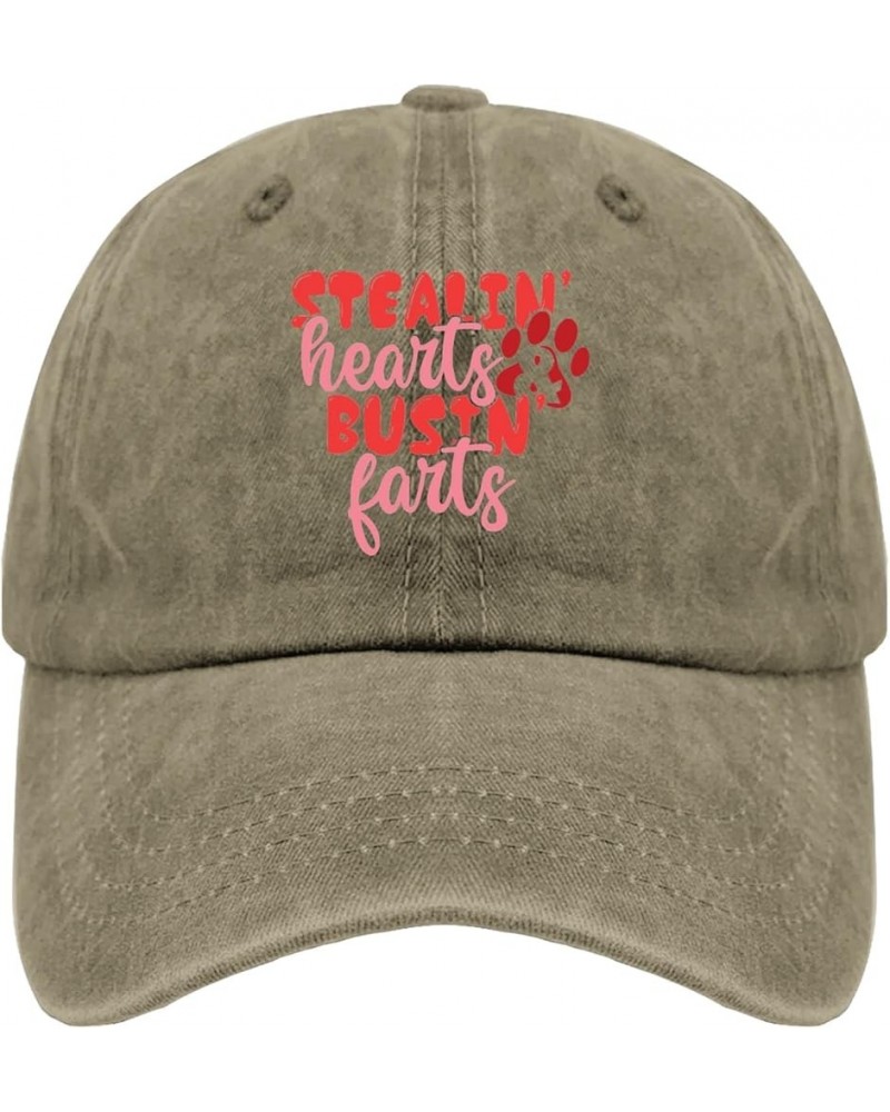 Stealin' Hearts and Bustin' Farts Dog is My Valentine Cap Running Hats for Women Pigment Black Womens Baseball Hat Pigment Kh...