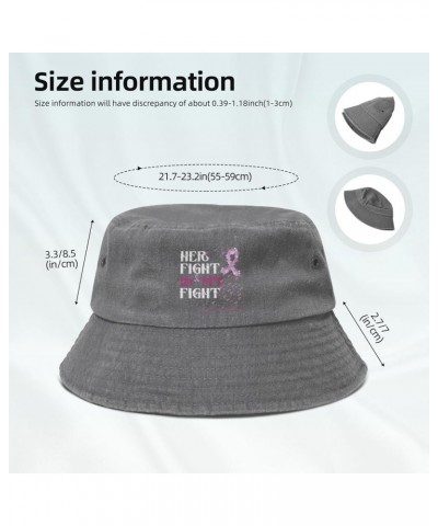 Breast Cancer Awareness Denim Cowboy Hat Packable Cotton Bucket Sun Hat for Women Men Summer Fisherman Cap Gray $11.00 Bucket...