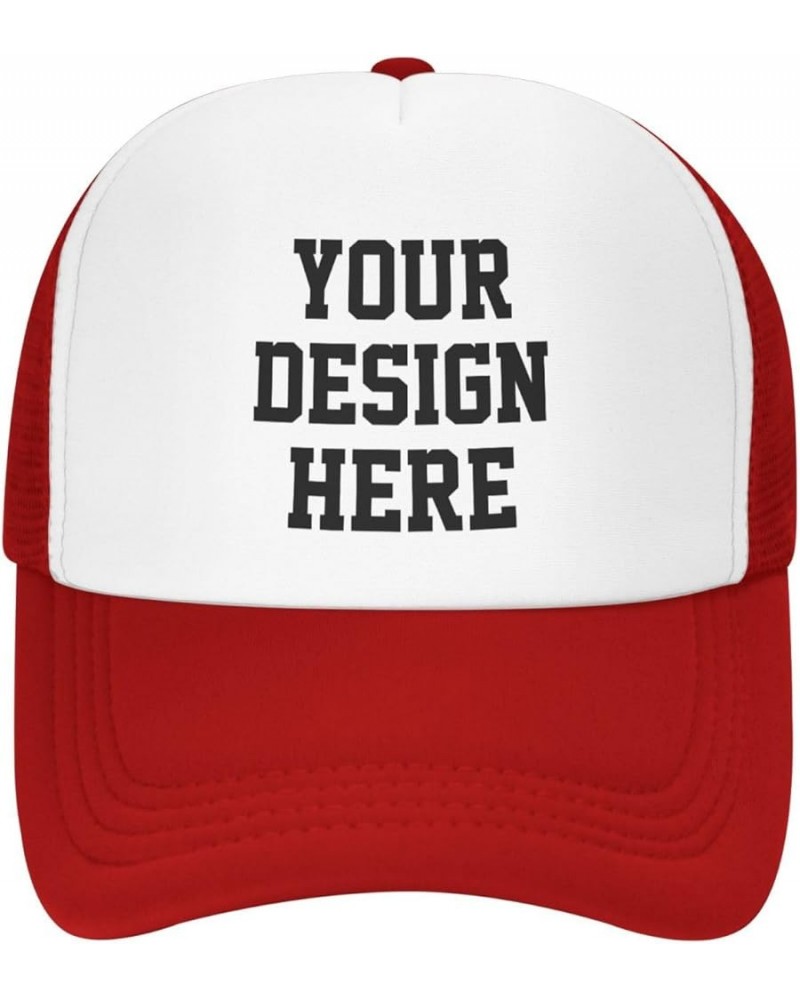 Custom Hat Add Your Own Photo Logo Picture Design Your Personalized Trucker Hats Red $7.07 Baseball Caps