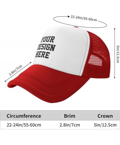 Custom Hat Add Your Own Photo Logo Picture Design Your Personalized Trucker Hats Red $7.07 Baseball Caps