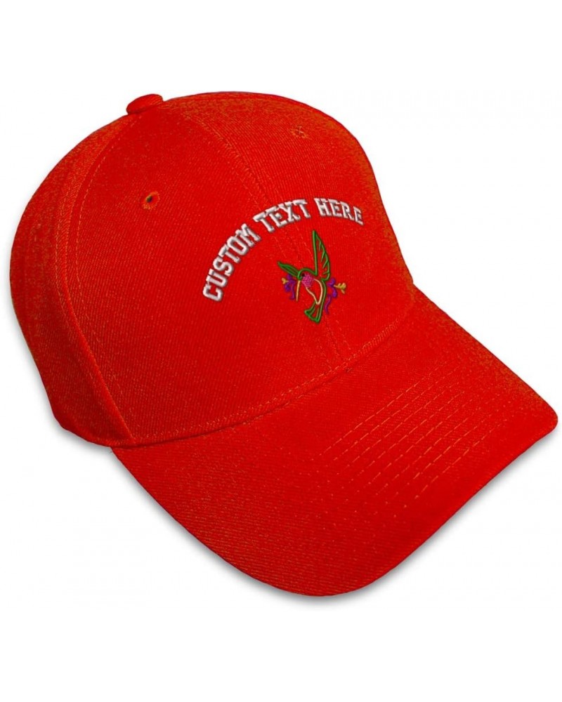 Custom Baseball Cap Mylar Hummingbird Embroidery Dad Hats for Men & Women Red Personalized Text Here $14.74 Baseball Caps