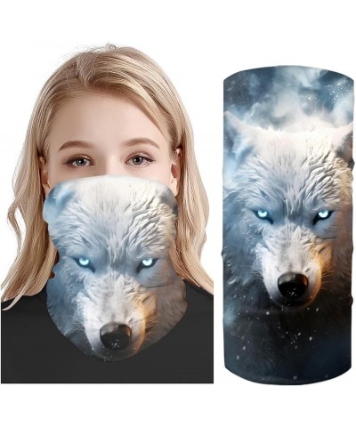 3D Viking Totem Print Balaclava Bandana Neck Gaiter Scarf Headband for Womens Mens Ice Wolf $11.50 Balaclavas