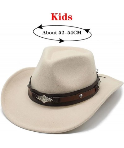 Kids Cowboy Hat for Boy and Adult Cowgirl Hat with Leather Hatband Gentleman Lady Pinch Front Upturn Brim Cowgirl Cap Khaki $...