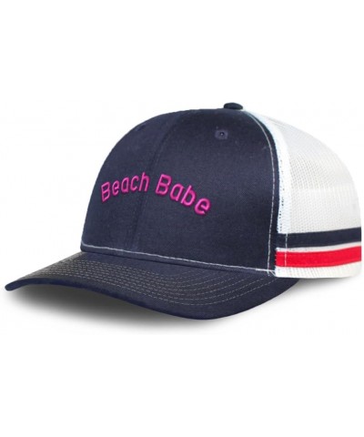 Trucker Baseball Cap Beach Babe Cotton Dad Hats for Men & Women Navy White Stripes $12.48 Baseball Caps