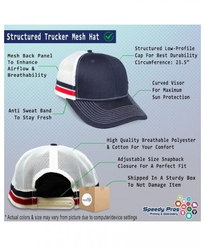 Trucker Baseball Cap Beach Babe Cotton Dad Hats for Men & Women Navy White Stripes $12.48 Baseball Caps