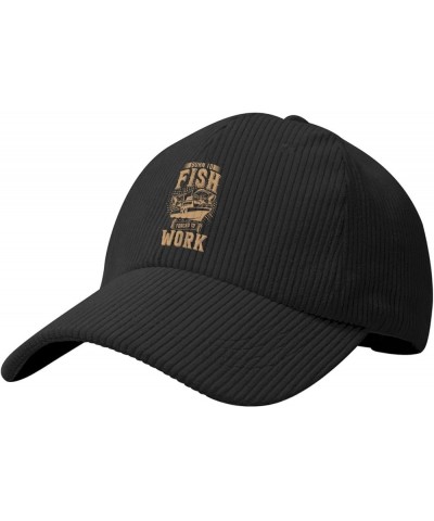 Born to Fish Forced to Work Baseball Cap for Men Women Caps Trucker Hats Corduroy Hat Black $13.04 Baseball Caps