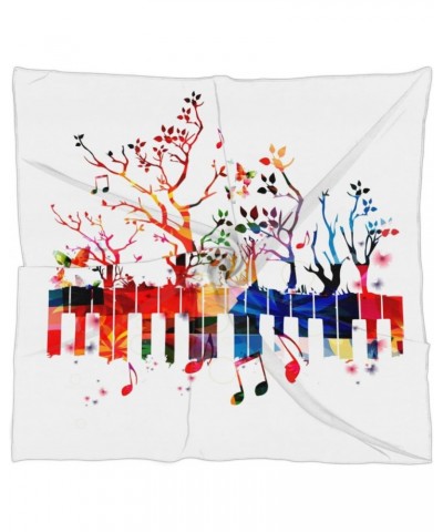 Colorful Abstract Piano Silk Scarf 23.6x23.6 Inch Square Neck Scarf for Women Breathable Lightweight Neckerchief Silk Head Sc...