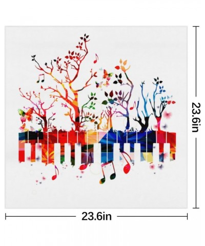 Colorful Abstract Piano Silk Scarf 23.6x23.6 Inch Square Neck Scarf for Women Breathable Lightweight Neckerchief Silk Head Sc...