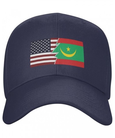 Torn Style Us and Mauritania Flags Baseball Cap for Men Women Hat Adjustable Truck Driver Baseball Caps Dad Hats Navy Blue $1...