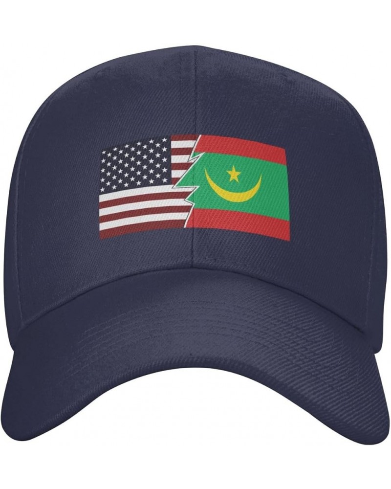 Torn Style Us and Mauritania Flags Baseball Cap for Men Women Hat Adjustable Truck Driver Baseball Caps Dad Hats Navy Blue $1...