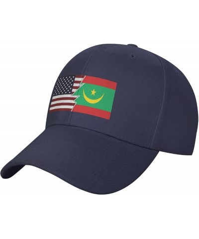 Torn Style Us and Mauritania Flags Baseball Cap for Men Women Hat Adjustable Truck Driver Baseball Caps Dad Hats Navy Blue $1...