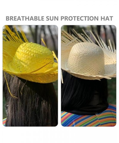 3pcs Braided Straw Hat Fiesta Sombrero Hat Sun Protection Beach Hat Seaside Sun Hat Wide Brim Beach Hat Adult Beachcomber Hat...