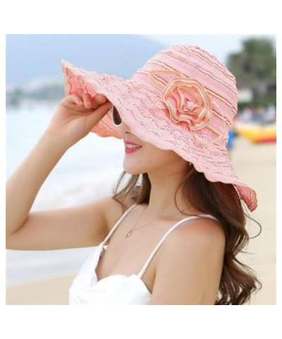 Womens Tea Party Wide Brim Fascinators Hats Ladies Beach Sun Visors Holiday Boho UV Protection Hat Stylish Rose Pattern Caps ...