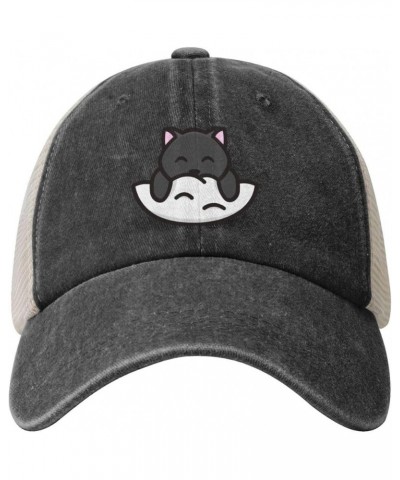 Cute Cat Baseball Cap for Women Mens Hats Retro Mesh Caps Dad Hat Black $12.38 Baseball Caps