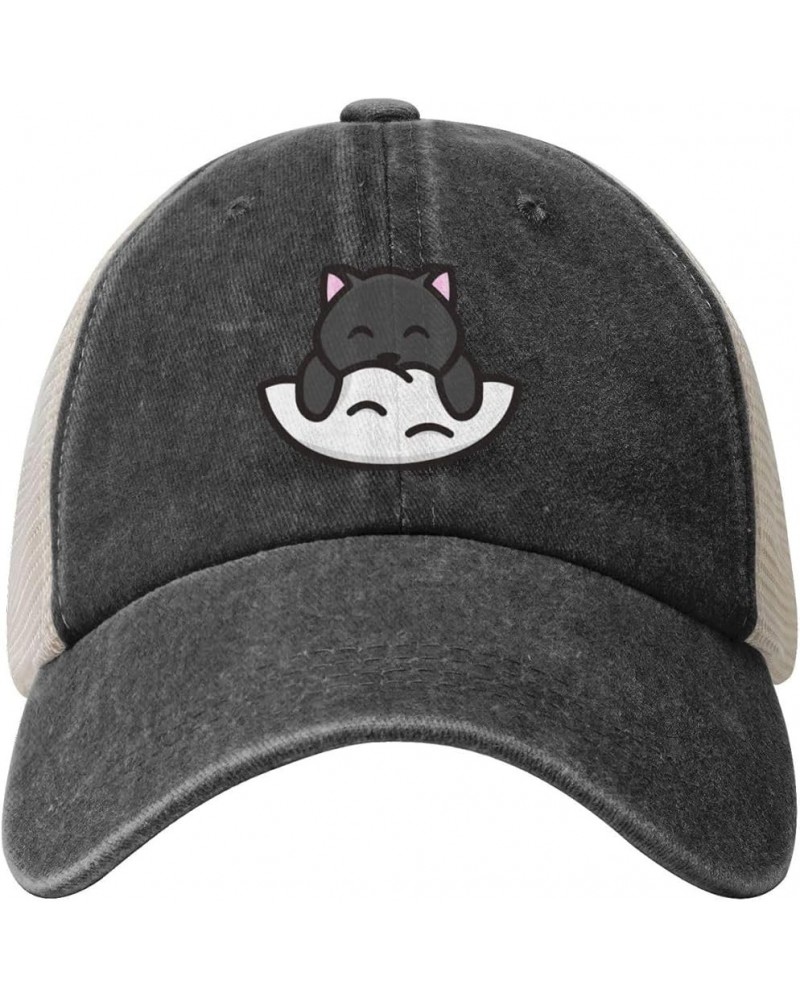 Cute Cat Baseball Cap for Women Mens Hats Retro Mesh Caps Dad Hat Black $12.38 Baseball Caps