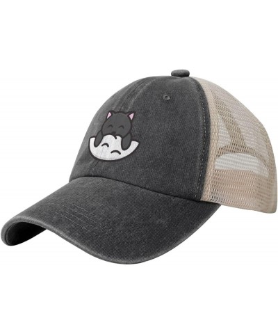 Cute Cat Baseball Cap for Women Mens Hats Retro Mesh Caps Dad Hat Black $12.38 Baseball Caps