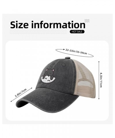 Cute Cat Baseball Cap for Women Mens Hats Retro Mesh Caps Dad Hat Black $12.38 Baseball Caps