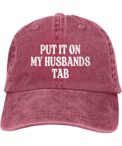 Put It On My Husbands Tab Trucker Hat Father's Day Valentine's Day Hat Men Women Baseball Cap Dad Hat Red $10.53 Baseball Caps