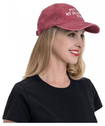 Put It On My Husbands Tab Trucker Hat Father's Day Valentine's Day Hat Men Women Baseball Cap Dad Hat Red $10.53 Baseball Caps