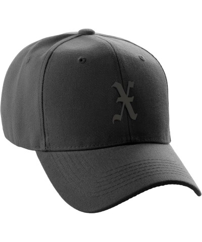 Structured Baseball Hat Cap Curved Visor Black Old English Font Alphabet A to Z Black Letter X $11.49 Baseball Caps