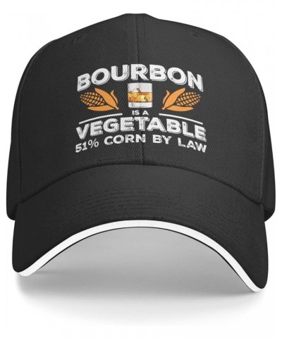 Funny Hat Bourbon is A Vegetable 51% Corn by Law Hat Women Baseball Caps Adjustable Hat Black $13.18 Baseball Caps