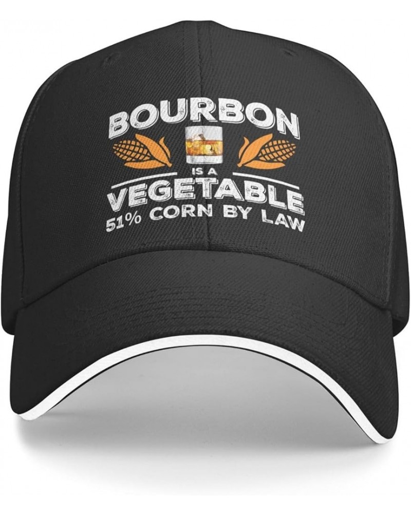 Funny Hat Bourbon is A Vegetable 51% Corn by Law Hat Women Baseball Caps Adjustable Hat Black $13.18 Baseball Caps