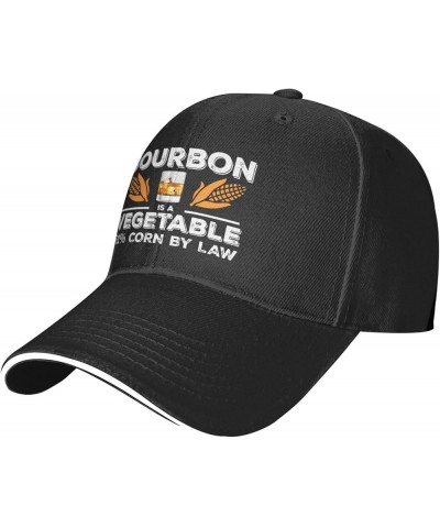 Funny Hat Bourbon is A Vegetable 51% Corn by Law Hat Women Baseball Caps Adjustable Hat Black $13.18 Baseball Caps