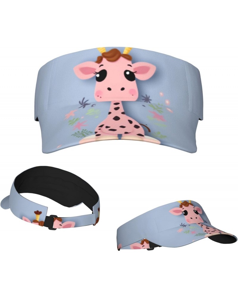 Sun Visor Hat Adjustable Empty Top Baseball Cap Cute Pink Giraffe Sun Hats for Women Men Sunscreen Visor Caps Summer Beach Sp...