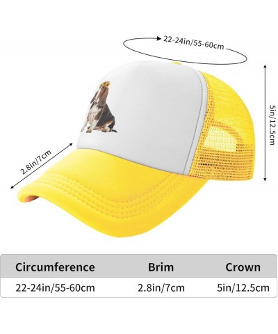 Basset Hound Dog wear Sunflower Mesh Baseball Cap, Floral Adjustable Trucker Hat Snapback Sun Hats for Men Women Yellow $12.1...