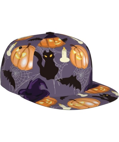 Halloween Pumpkins Baseball Cap, Flat Brim Trucker Hat, Buckle Adjustable Halloween Pumpkins17 $10.00 Baseball Caps