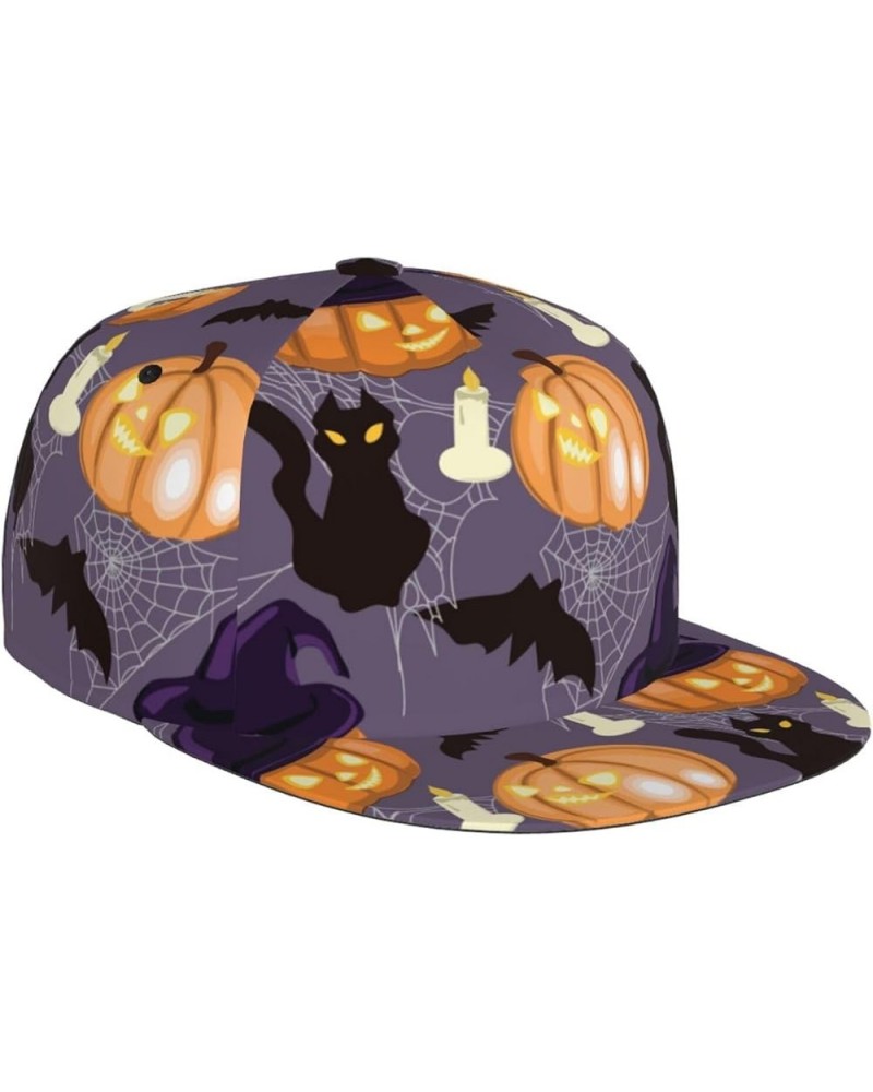 Halloween Pumpkins Baseball Cap, Flat Brim Trucker Hat, Buckle Adjustable Halloween Pumpkins17 $10.00 Baseball Caps