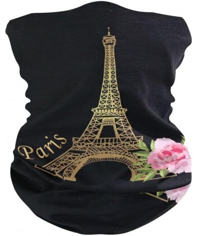 Acpiggto Men Women Neck Warmer Snood Sports Neckerchief Bandana Neck Gaiter Scarf Face Covering Paris Eiffel Tower Floral Flo...