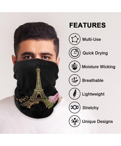 Acpiggto Men Women Neck Warmer Snood Sports Neckerchief Bandana Neck Gaiter Scarf Face Covering Paris Eiffel Tower Floral Flo...