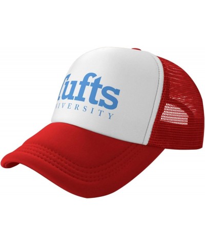 Tufts University Logo Trucker Hats for Both Men and Women - Mesh Baseball Snapback Hats Red $23.42 Baseball Caps