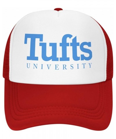 Tufts University Logo Trucker Hats for Both Men and Women - Mesh Baseball Snapback Hats Red $23.42 Baseball Caps