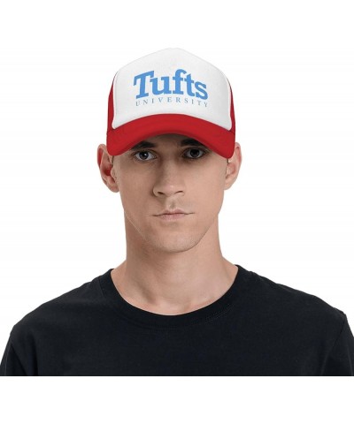 Tufts University Logo Trucker Hats for Both Men and Women - Mesh Baseball Snapback Hats Red $23.42 Baseball Caps