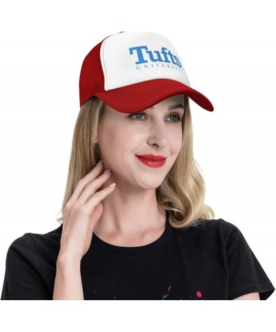 Tufts University Logo Trucker Hats for Both Men and Women - Mesh Baseball Snapback Hats Red $23.42 Baseball Caps