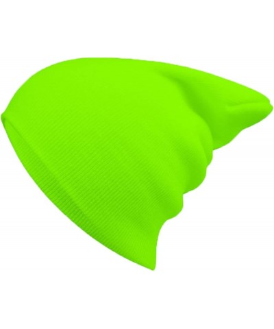 Unisex Beanie Knitted Hat Autumn Winter Warm Ski Cuffed Cap Soft Slouchy Skull Caps for Men Women Hats Fluorescent Green $12....