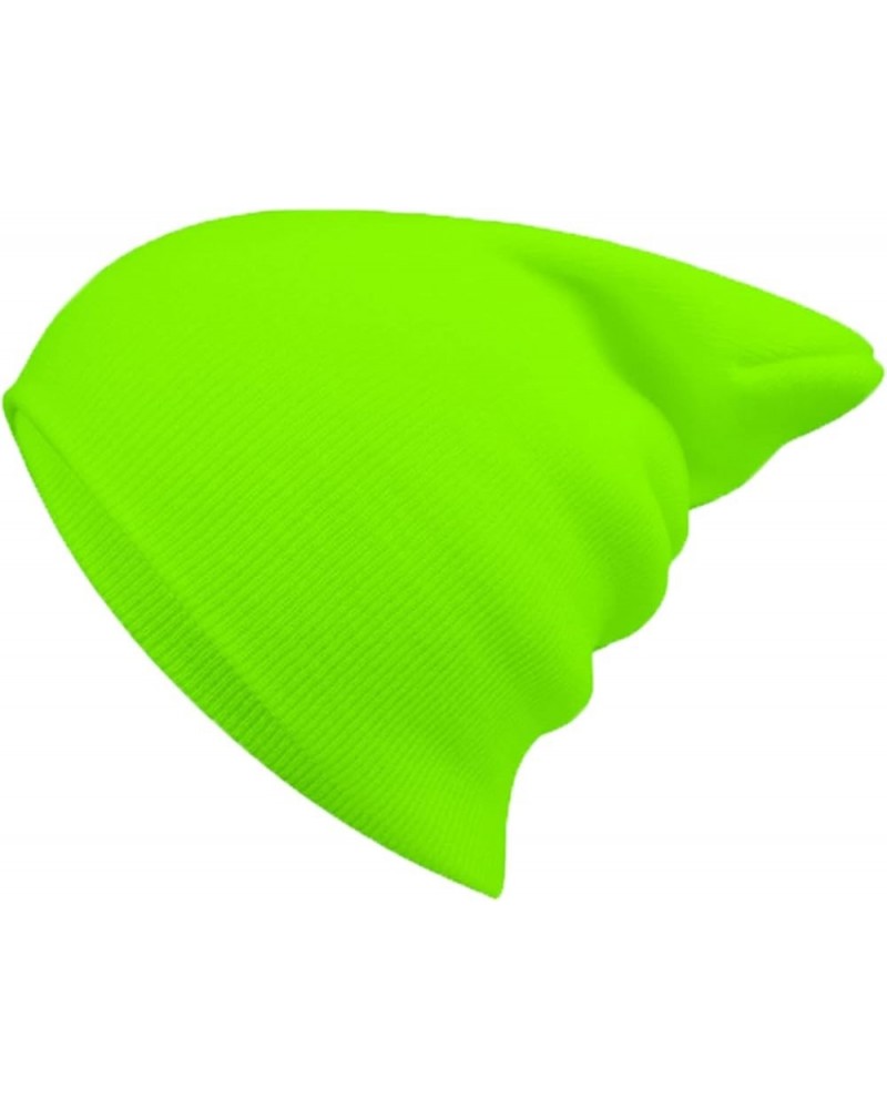 Unisex Beanie Knitted Hat Autumn Winter Warm Ski Cuffed Cap Soft Slouchy Skull Caps for Men Women Hats Fluorescent Green $12....