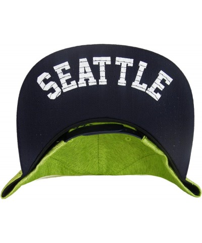 Seattle Oval Style Cotton Adjustable Snapback Baseball Cap Lime/Navy $10.75 Baseball Caps