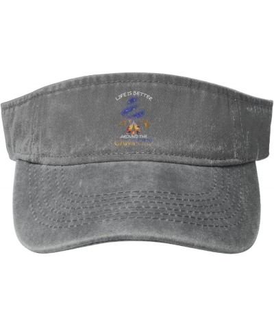 Life is Better Around The Campfire Sports Sun Visor Hat for Men Women,Empty Top Sun Hats Topless Cap,Black Gray $9.98 Visors