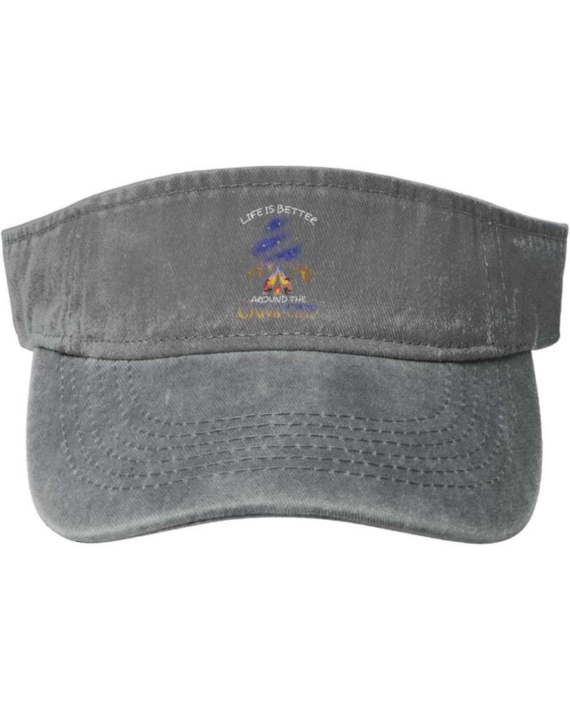 Life is Better Around The Campfire Sports Sun Visor Hat for Men Women,Empty Top Sun Hats Topless Cap,Black Gray $9.98 Visors