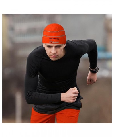 Custom Reflective Beanie Spotted Acrylic High Visibility Running Gear Skull Cap for Men & Women 1 Size Neon Orange Design Onl...