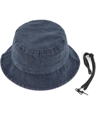 Oversize XXL Washed Denim Bucket Hat,Large Vintage Jean Sun Hat,Packable Travel Hats for Big Heads 22"-25 Washed Navy Blue-fi...